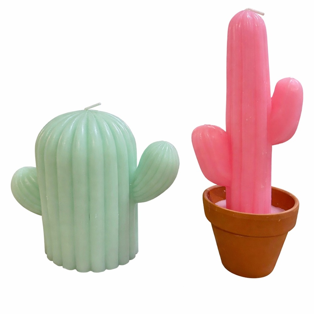 Pink Mint Cactus Candles Set 2